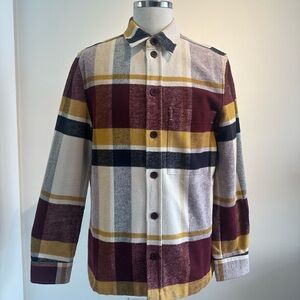 COS Men's Burgundy and Yellow Plaid Shirt